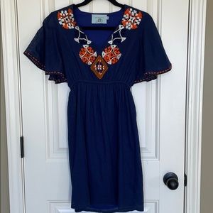 Judith March embroidered blue mini dress